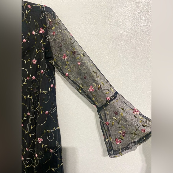 BCBGeneration Black Dress with Pink Floral Embroidery - Picture 5 of 8